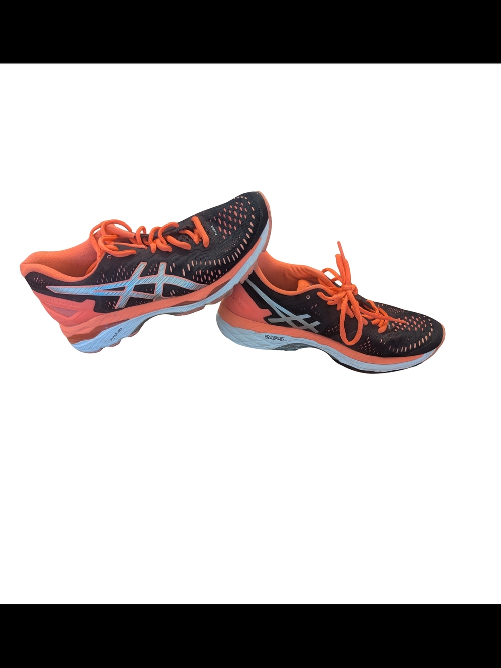 EUC Asics Womens 7 Gel Kayano Running Shoes T696N Black Coral Sneakers